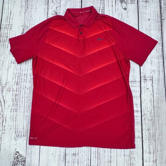Nike Other - Nike Tiger Woods Dri-FIT Chevron Red Golf Polo Shirt Men’s XL